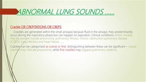 Chest auscultation & lung sounds assessment for nurses | PPTX
