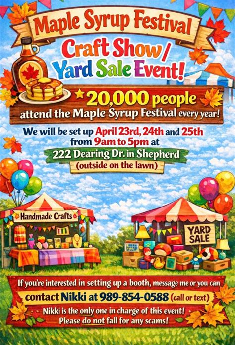 Maple Syrup festival craft show/Yard sale event, 222 Dearing Dr ...