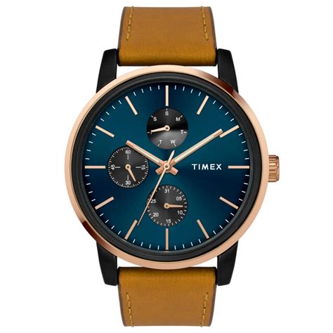 Timex Fashion Men's Blue Dial Round Case Multifunction Function Watch