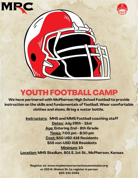 MRC-Youth Football Camp – McPherson, Kansas YMCA | McPherson Recreation ...