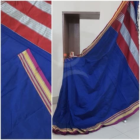 Royal blue Cotton blended traditional ilkal saree – Nivi- Weaving ...