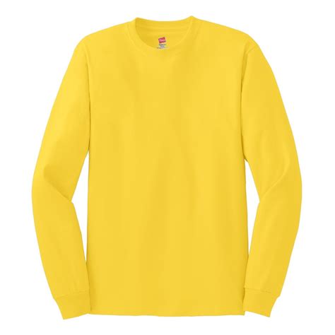 Hanes 5586 Tagless Cotton Long Sleeve T-Shirt - Yellow | FullSource.com