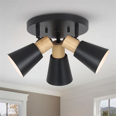 Industrial Flush Mount Ceiling Light Fixture, 3-Lights Multi ...