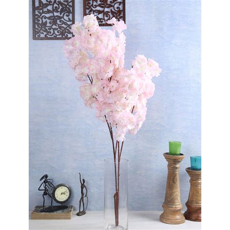 Buy Fourwalls Artificial Decorations Peach Blossom Flower Sticks for ...