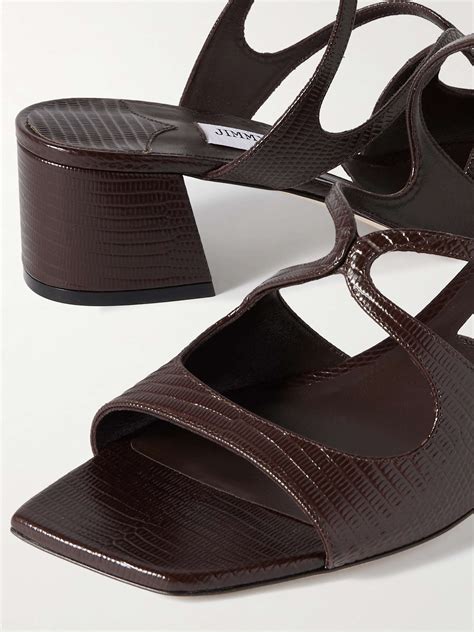 JIMMY CHOO Azilia 45 lizard-effect leather sandals | NET-A-PORTER