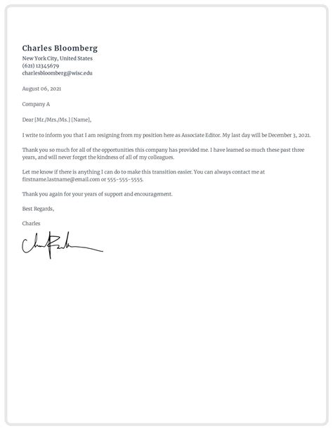 10 Effective Resignation Letter Examples With and Without a Reason : r/Rezi