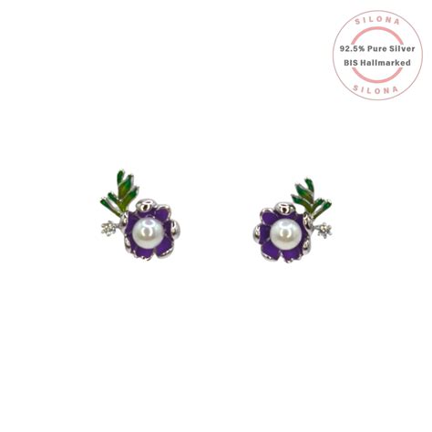 Lavender Enamel Blossom Pearl Ring | Silona – SILONA
