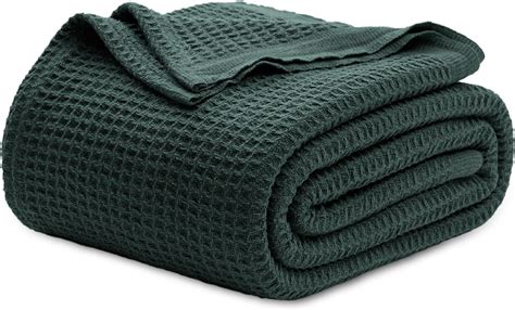 Amazon.com: 100% Cotton Blankets Queen Size for Bed - Waffle Weave ...