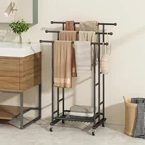 ARHAT ORGANIZERS Towel Rack | 3-Tier Rolling Clothes Rack with Wheels ...