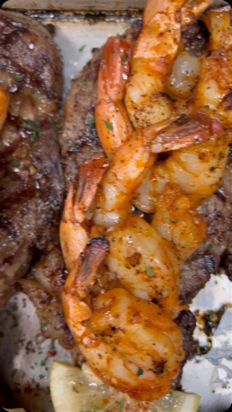 Fine Food Cuisine | Surf and turf with ribeye and shrimp Dine-in, Pick ...