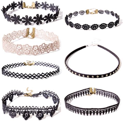 Shining Diva Fashion Jewellery Stylish Black Lace 7 Pc Combo Choker ...