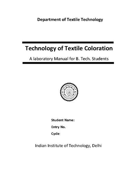 TXP242 - Dyeing and Printing Manual, 1st SEM, 2021-2022 - Department of ...