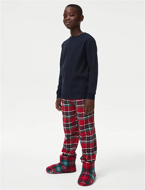 Buy Cosy Waffle Checked Pyjamas (1-16 Yrs) at Marks & Spencer