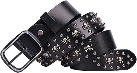 Generic Skull Stud Punk Rock Unisex Leather Belt - Black India | Ubuy