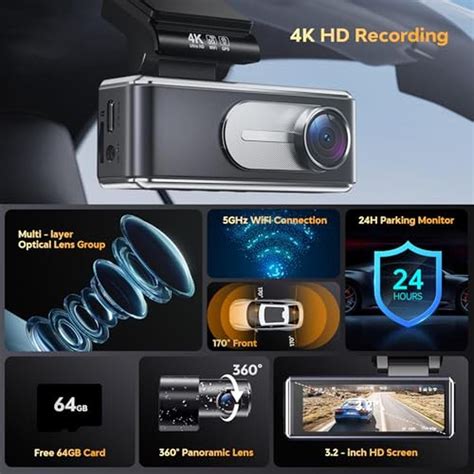 Dash Cam Front and Rear | Csyibeielec 4K HD Dual Dash Camera | 5G WiFi ...