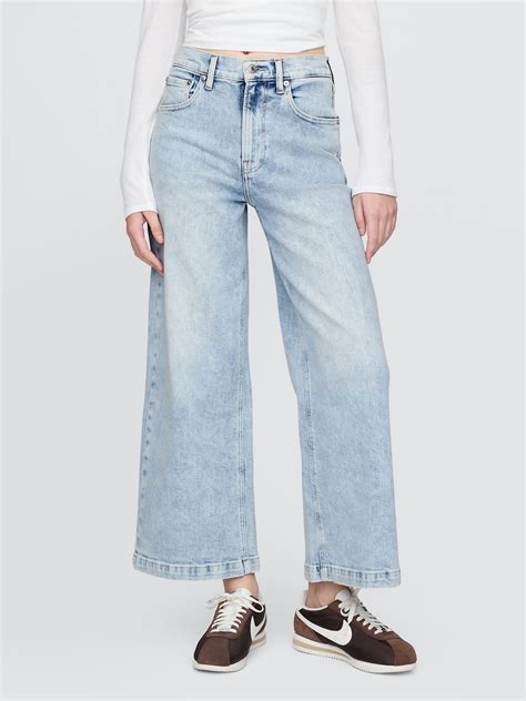 High Rise Stride Wide-Leg Ankle Jeans | Gap