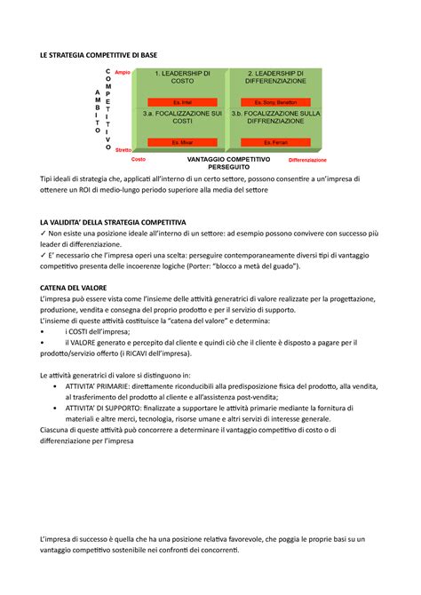 Vantaggio di costo e differenziazione - LE STRATEGIA COMPETITIVE DI ...
