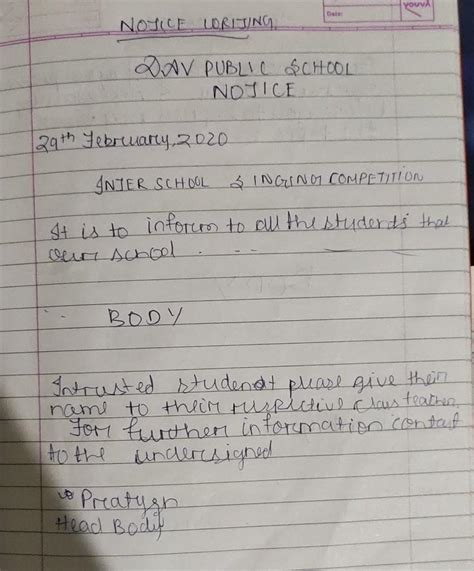 write a notice for you class notice board inviting students to ...