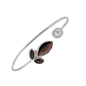 Buy Chimera 92.5 Sterling Silver Bangle Bracelet with Brown Colored ...