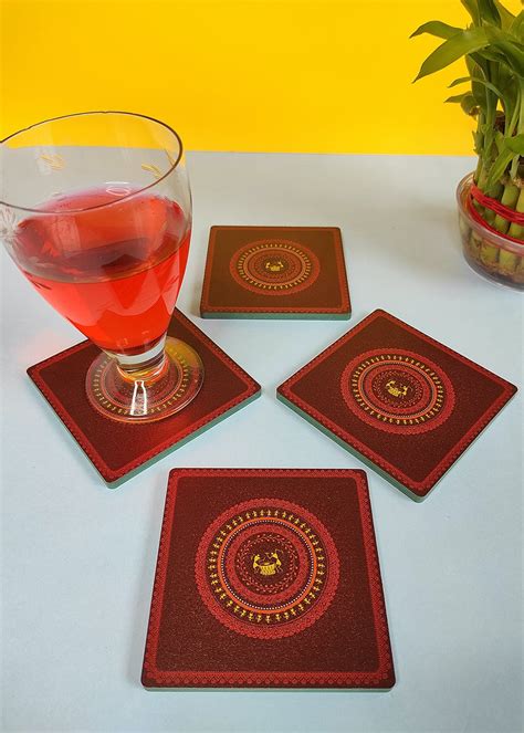 Get Square Warli Print Wooden Coaster (Set of 4) at ₹ 494 | LBB Shop