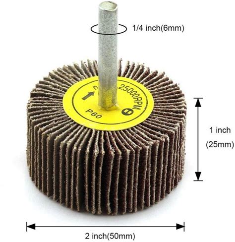 Tools Centre 50mm x 25mm x 6mm 60 Grit Emery Cloth Grinding Flap Wheel ...