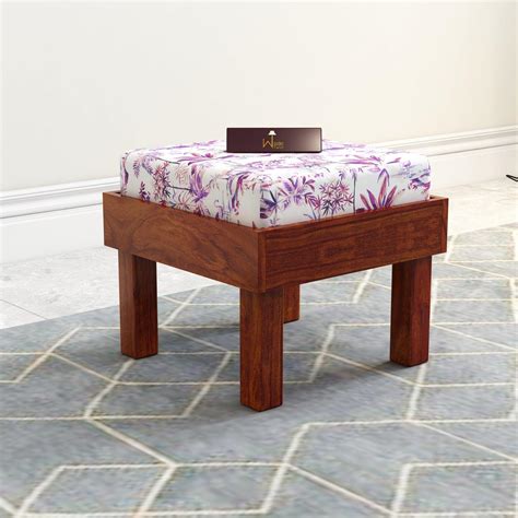 Reposa Floral Print Wooden Cushioned Stool (Sheesham Wood) – WoodenTwist