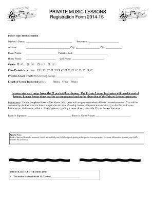 Music School Registration Form Templates | pdfFiller