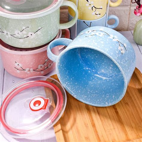 Buy Asian Noodle Bowls with Lid and Handle, Japanese Style Microwavable ...