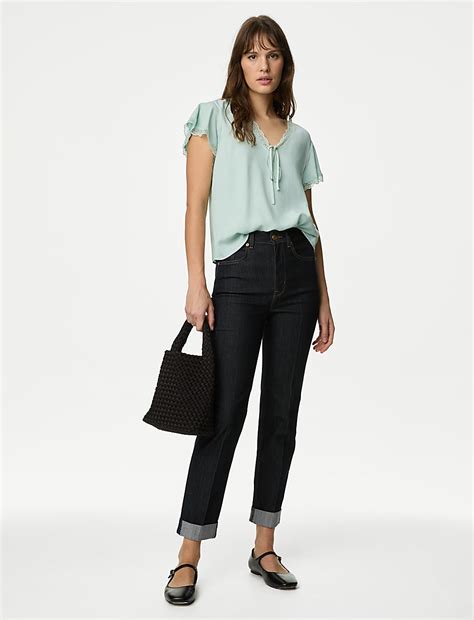 Buy V-Neck Frill Detail Top at Marks & Spencer