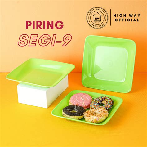 Jual HIGH WAY - Piring Persegi 9” (Hijau) Tebal Wadah Makan Food Grade ...