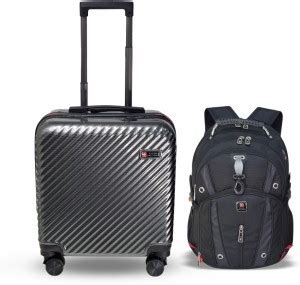 SWISS MILITARY Hard-Sided Overnighter Bag cum Laptop Roller Case and ...