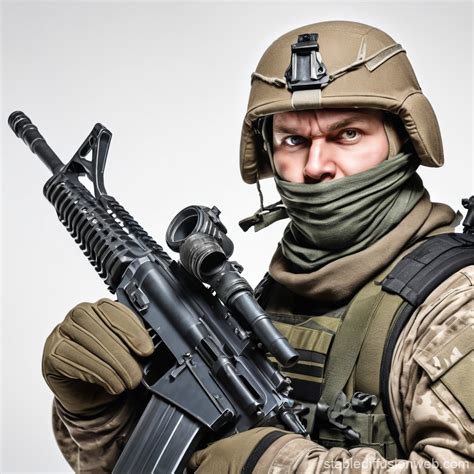 Russian Soldier with Sniper Rifle on White Background | Stable ...