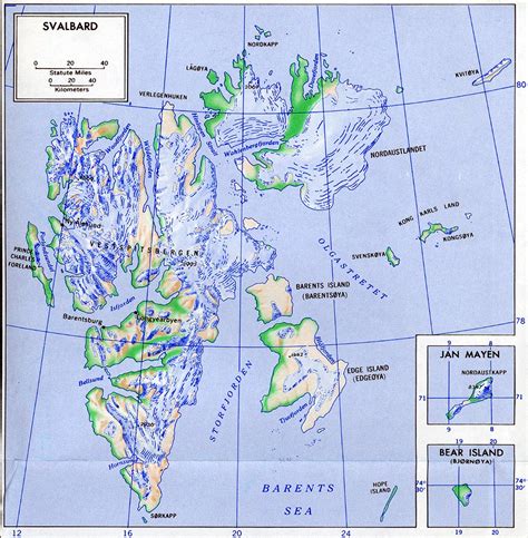 Maps of Svalbard | Detailed map of Svalbard in English | Physical map ...