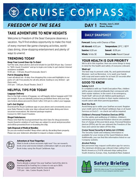 Royal Caribbean - Freedom of the Seas, Cruise Compass (4 Nights ...