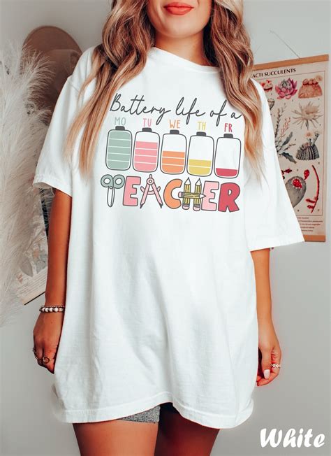 Funny Teacher Shirts, Battery Life of A Teacher Shirt, Comfort Colors ...