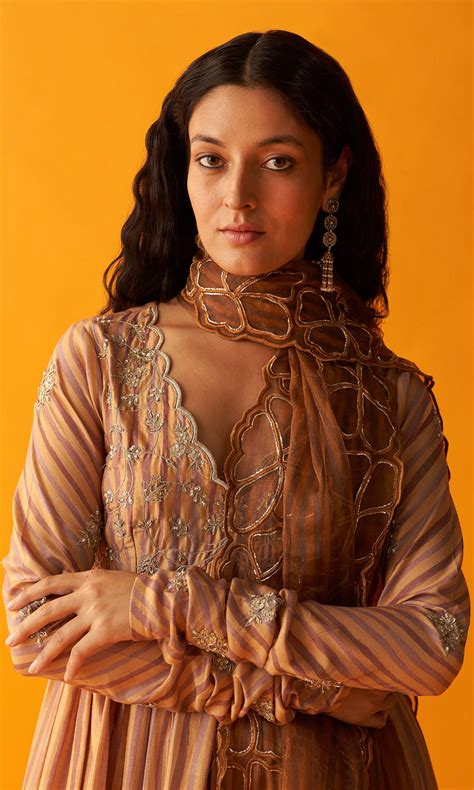 Noorie Mustard V- Neck Printed Anarkali With Palazzo And Dupatta ( Set ...