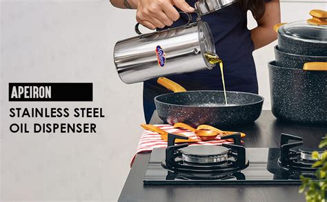 Apeiron Stainless Steel | Oil Can & Oil Nozzle Dispenser Each 1000ml ...