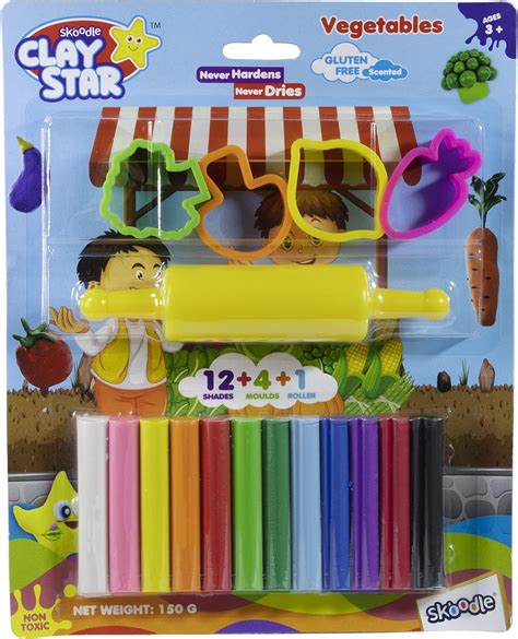 Arjoos | Skoodle Clay Star Scented Clay Pack, 12 Multicolor Clay Stick ...