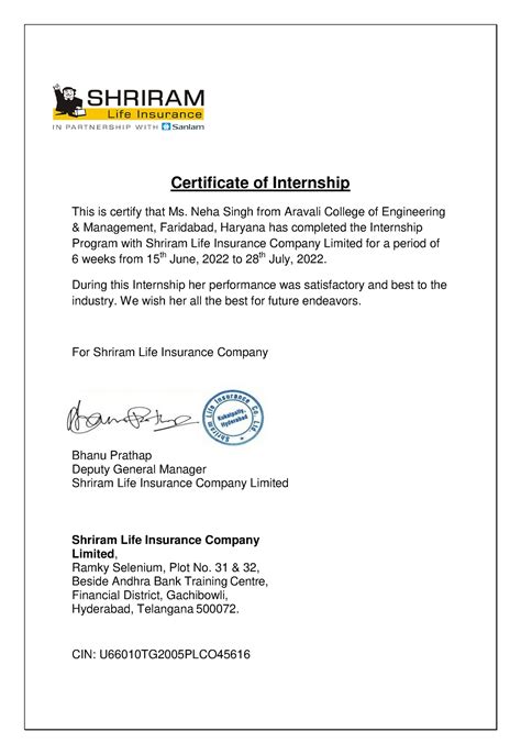 Certificate of Internship (Neha Singh) - Certificate of Internship This ...