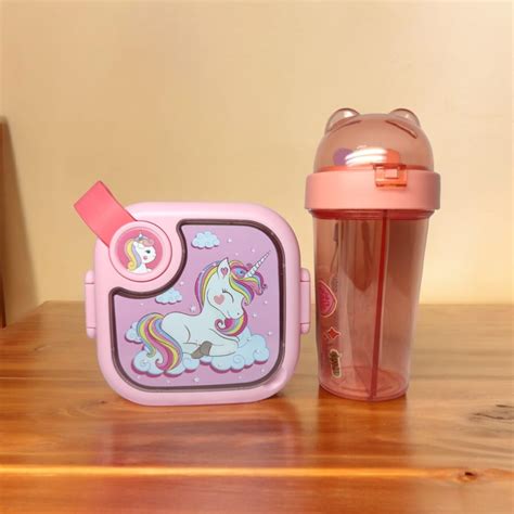 Buy RAMNATH Unicorn Theme Lunch Box and Water Bottle for School Kids ...