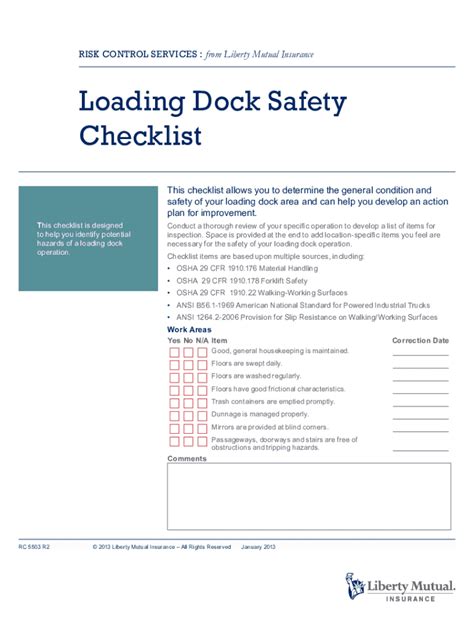 Loading Dock Safety Checklist - Blank Fillable Template | Fill Out ...