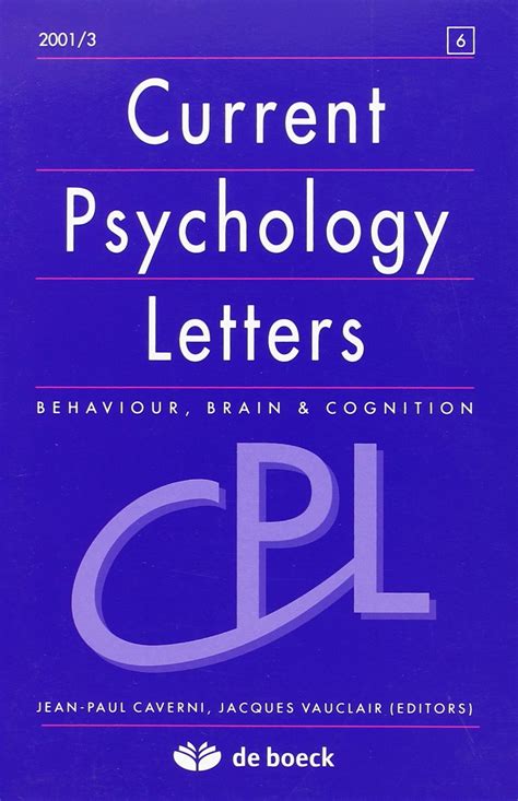 Current psychology letters 2001/2 n.5 : Amazon.in: Books
