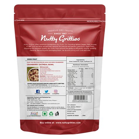 US Dried & Sliced Cranberries ( Pack of 2 x 200g ) - 400g – Nutty Gritties