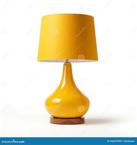 Minimal Mustard Yellow Table Lamp on Wooden Base Stock Illustration ...