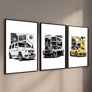 Kotart Big G-Wagon, Dodge Challenger, Porsche 911 Cars Framed Posters ...