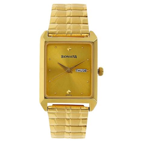 Buy Online Sonata Quartz Analog Champagne Dial Stainless Steel Strap ...