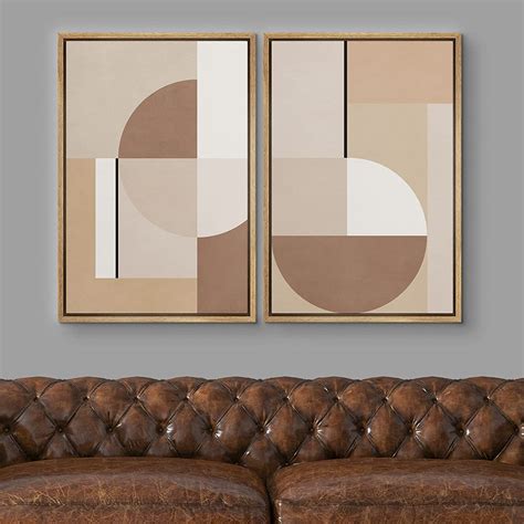 Buy IDEA4WALL Framed Canvas Print Wall Art Brown and White Mid-Century ...
