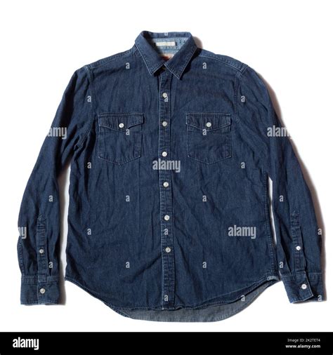 Blue denim long sleeve men's shirt Stock Photo - Alamy