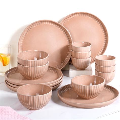 Costola Beige 16 Piece Ceramic Dinner Set For 6 Online - Premium Dinner ...