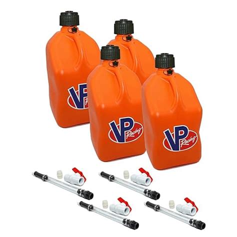 Buy 4 Pack VP 5 Gallon Square Orange Racing Utility Jugs with 4 Deluxe ...